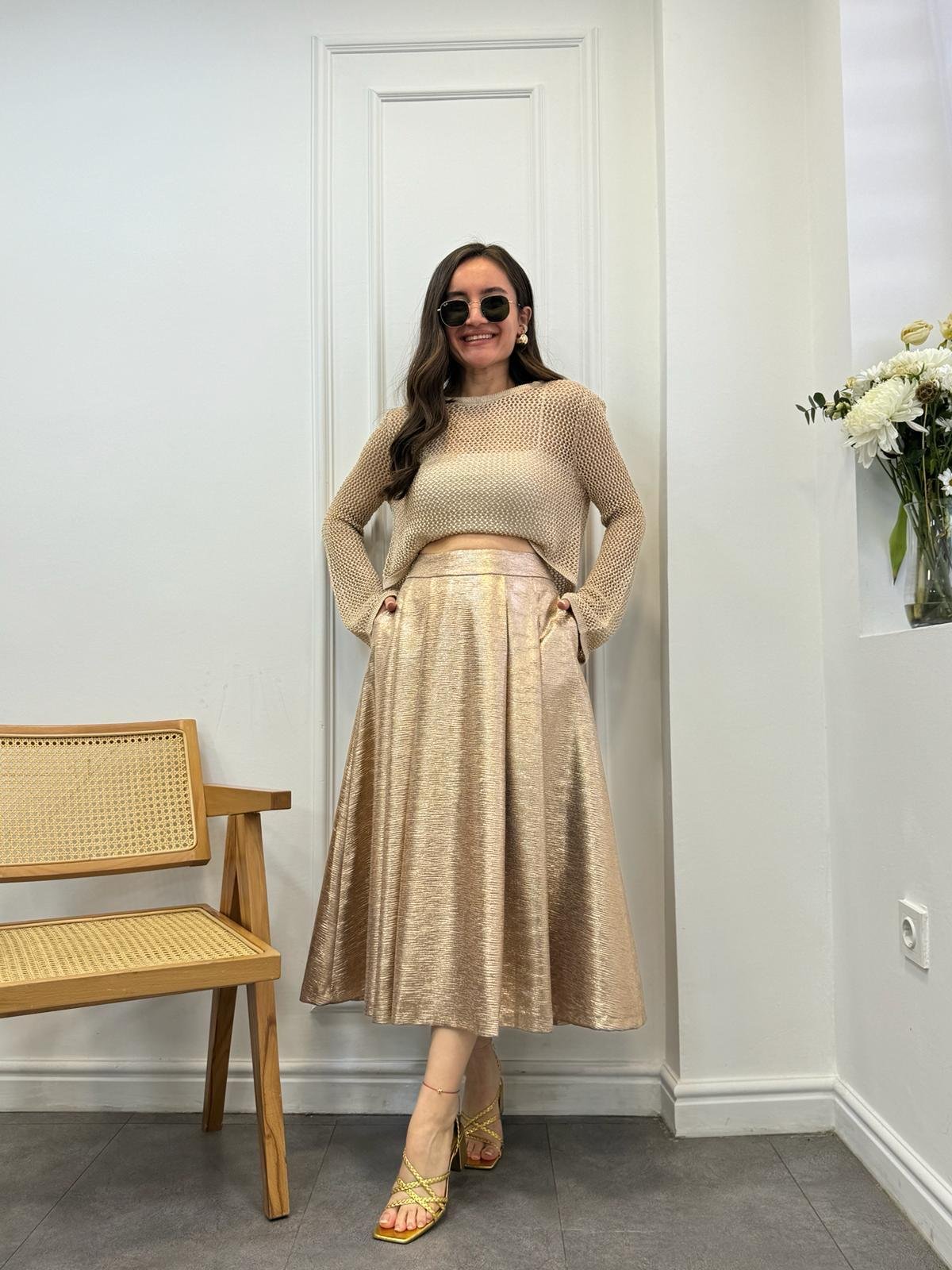 Gold Rose Pileli Etek 2727