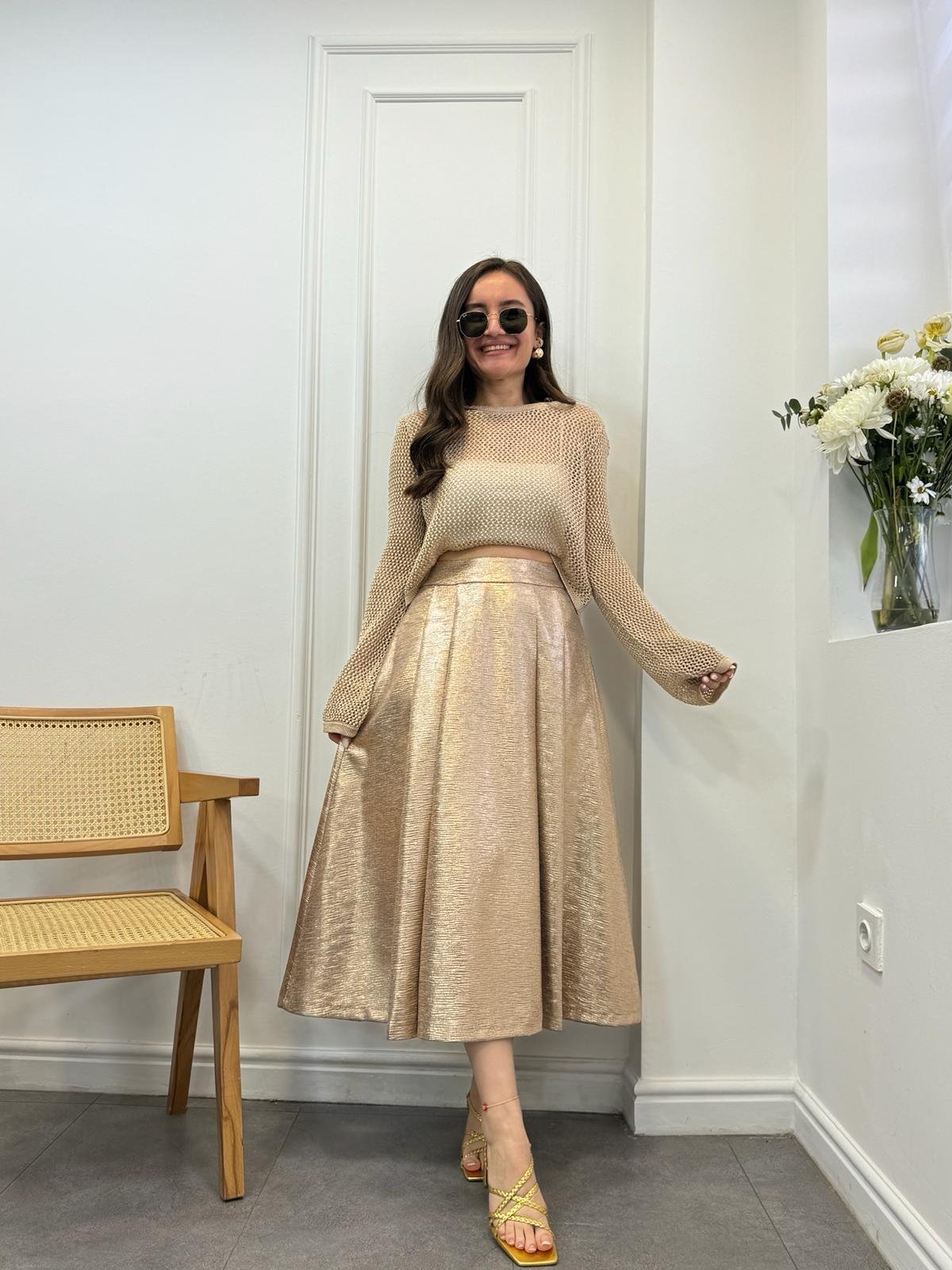 Gold Rose Pileli Etek 2727