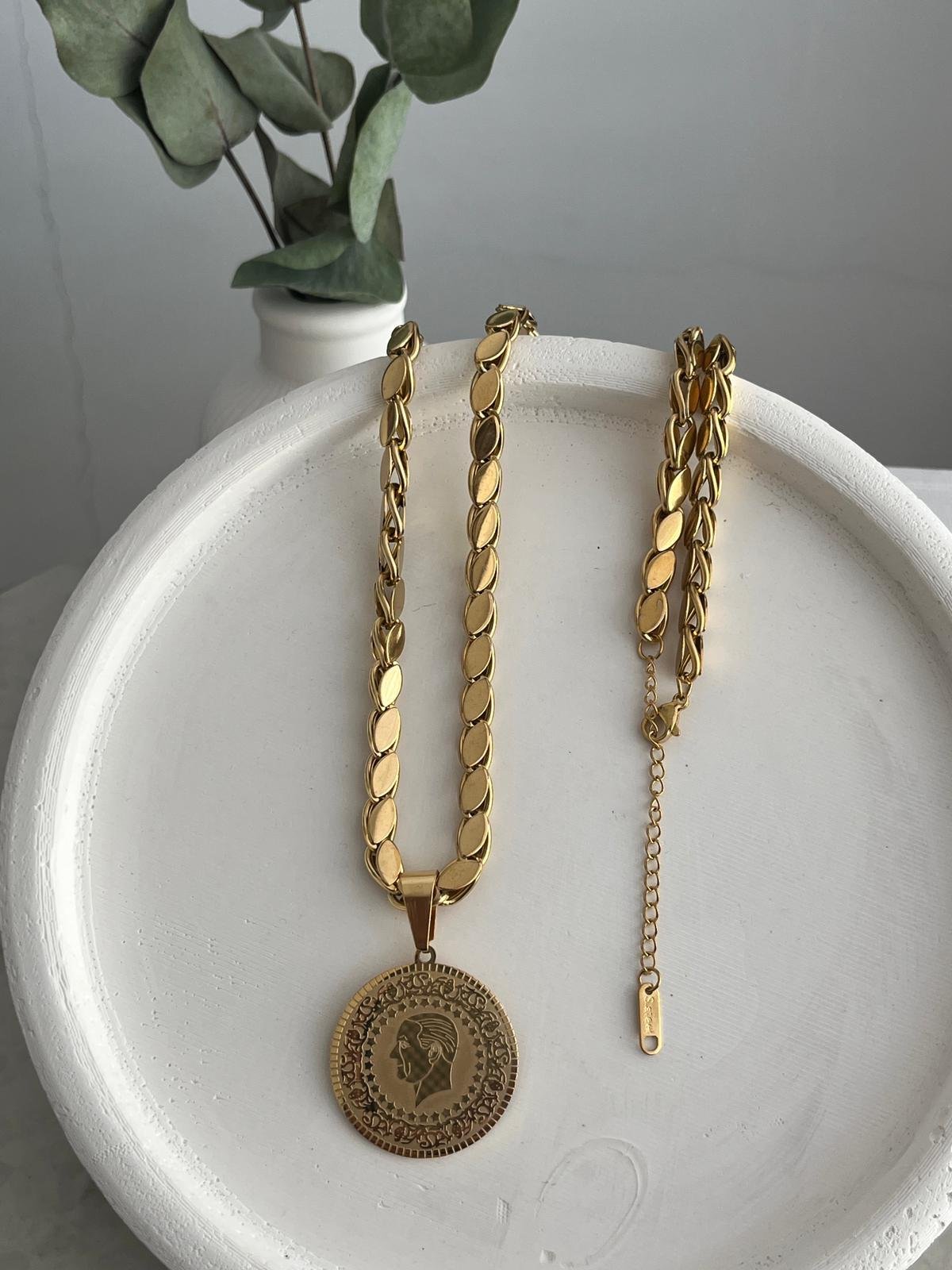 Gold Tuğra Uçlu Arpa Zincir Kolye ST27