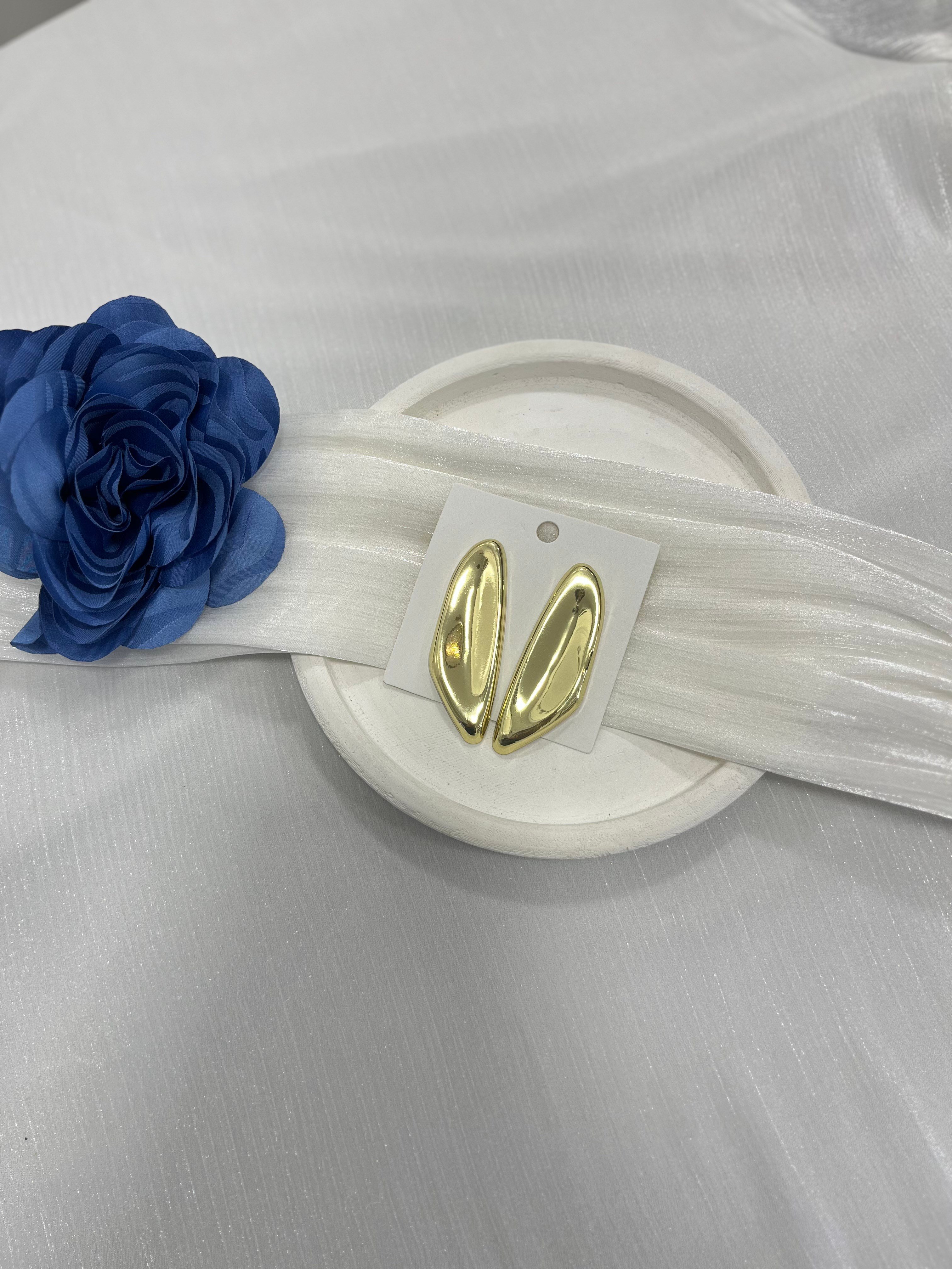 Gold Uzun Oval Küpe KP59