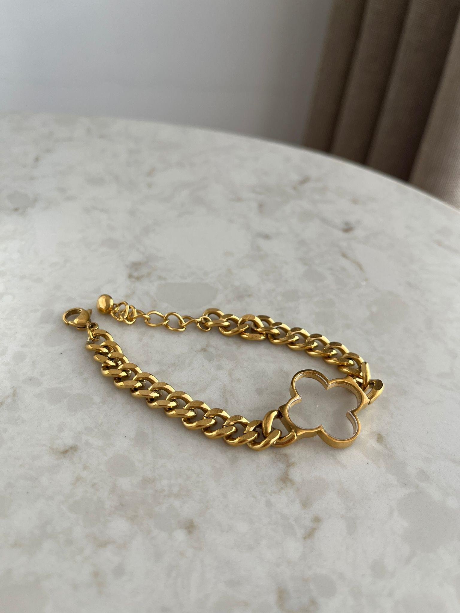 Gold Yonca Desenli Bileklik ST7