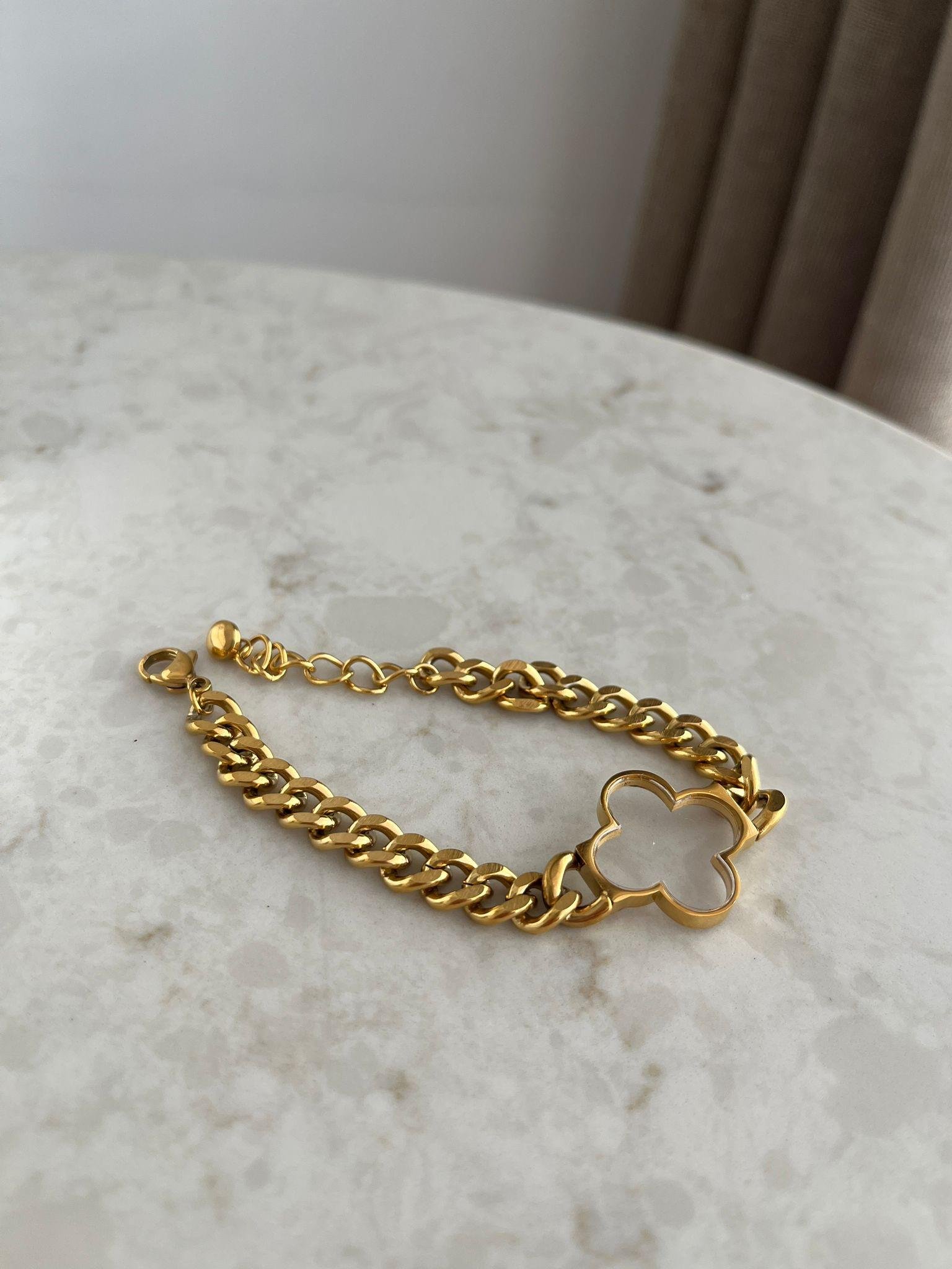 Gold Yonca Desenli Bileklik ST7