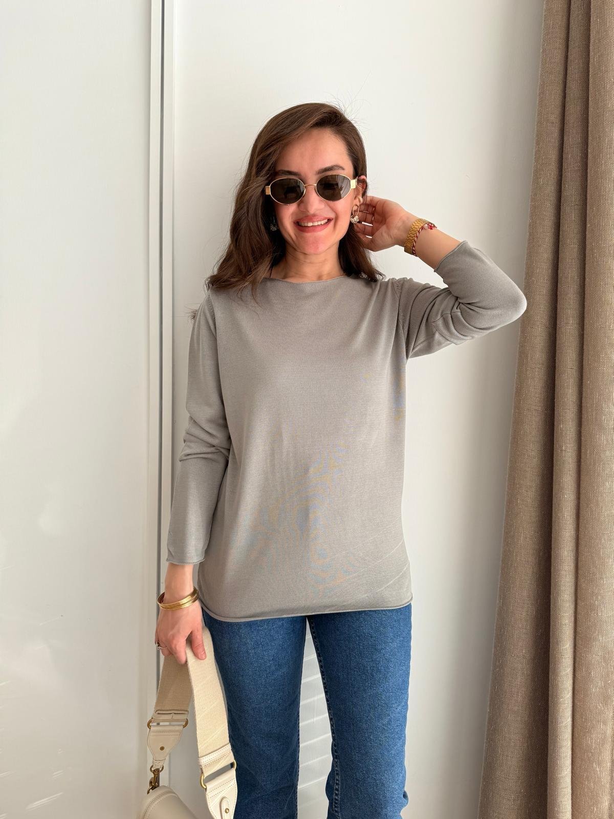 Gri Basic Triko Kazak 241061