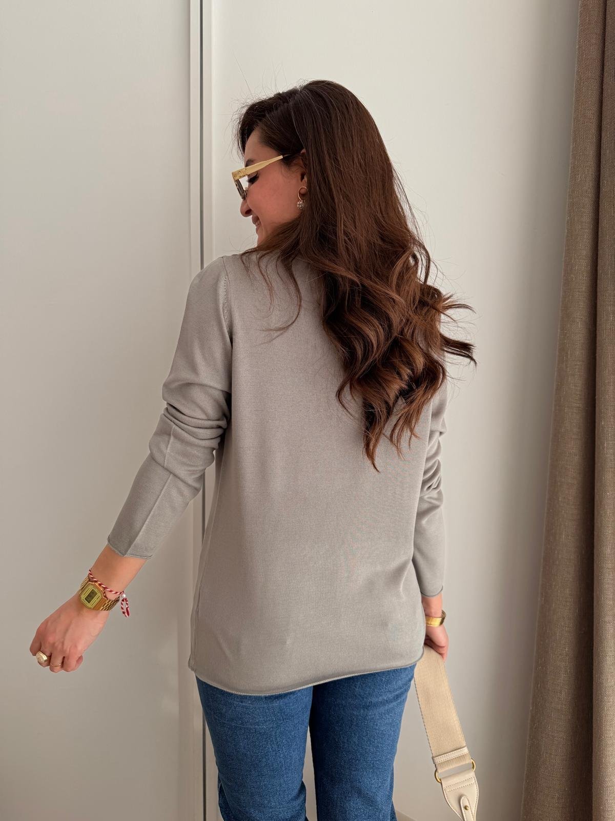 Gri Basic Triko Kazak 241061