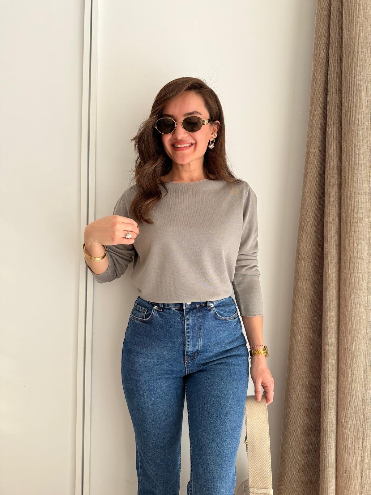 Gri Basic Triko Kazak 241061