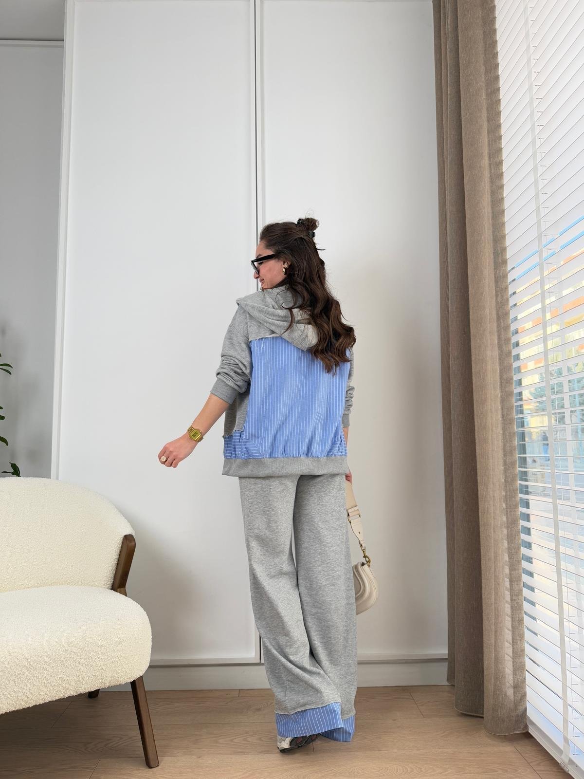Gri Marka Model Poplin Detaylı Takım 35792