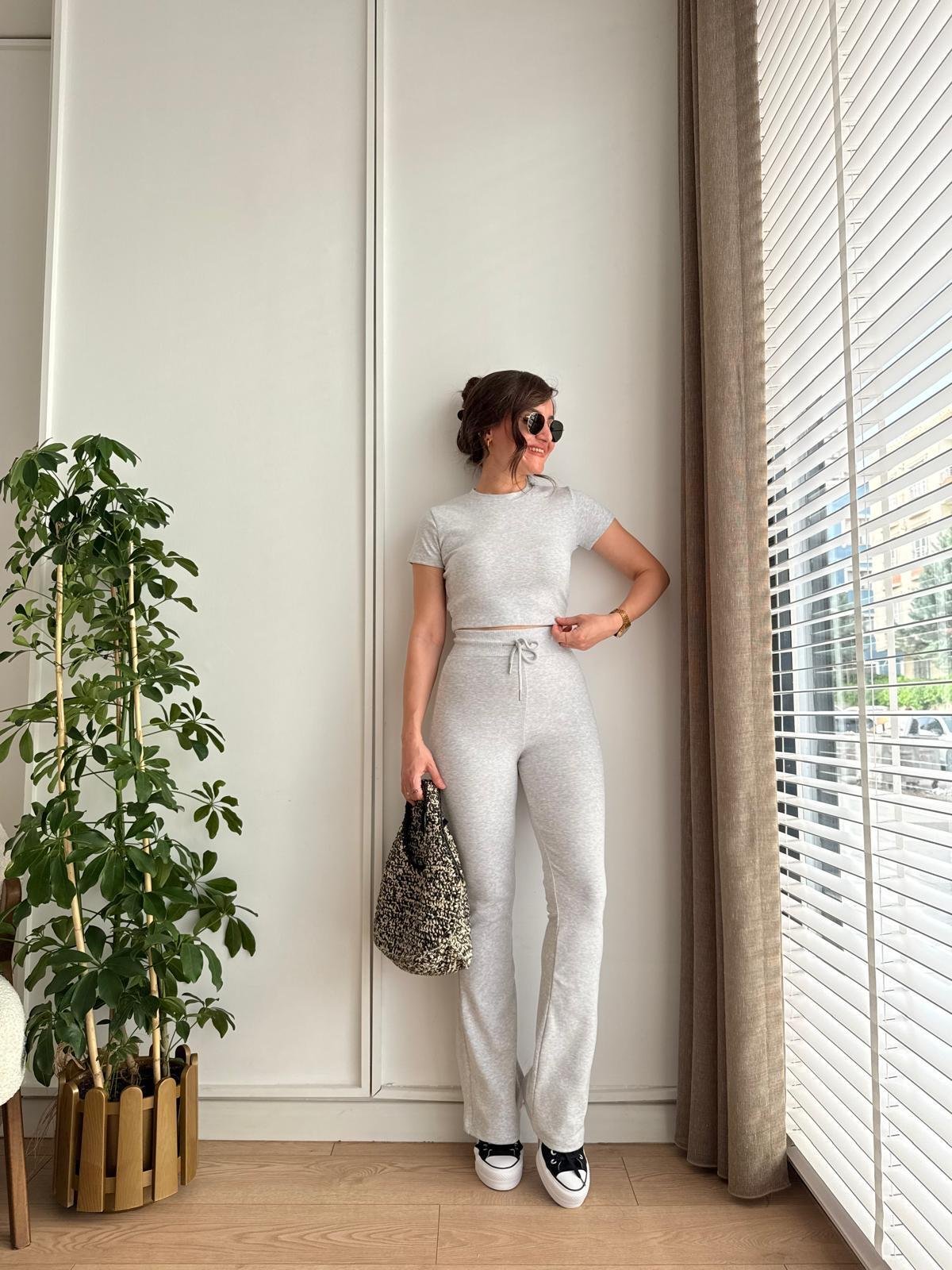 Gri Orjinal Marka Bluz Pantolon Takım 133