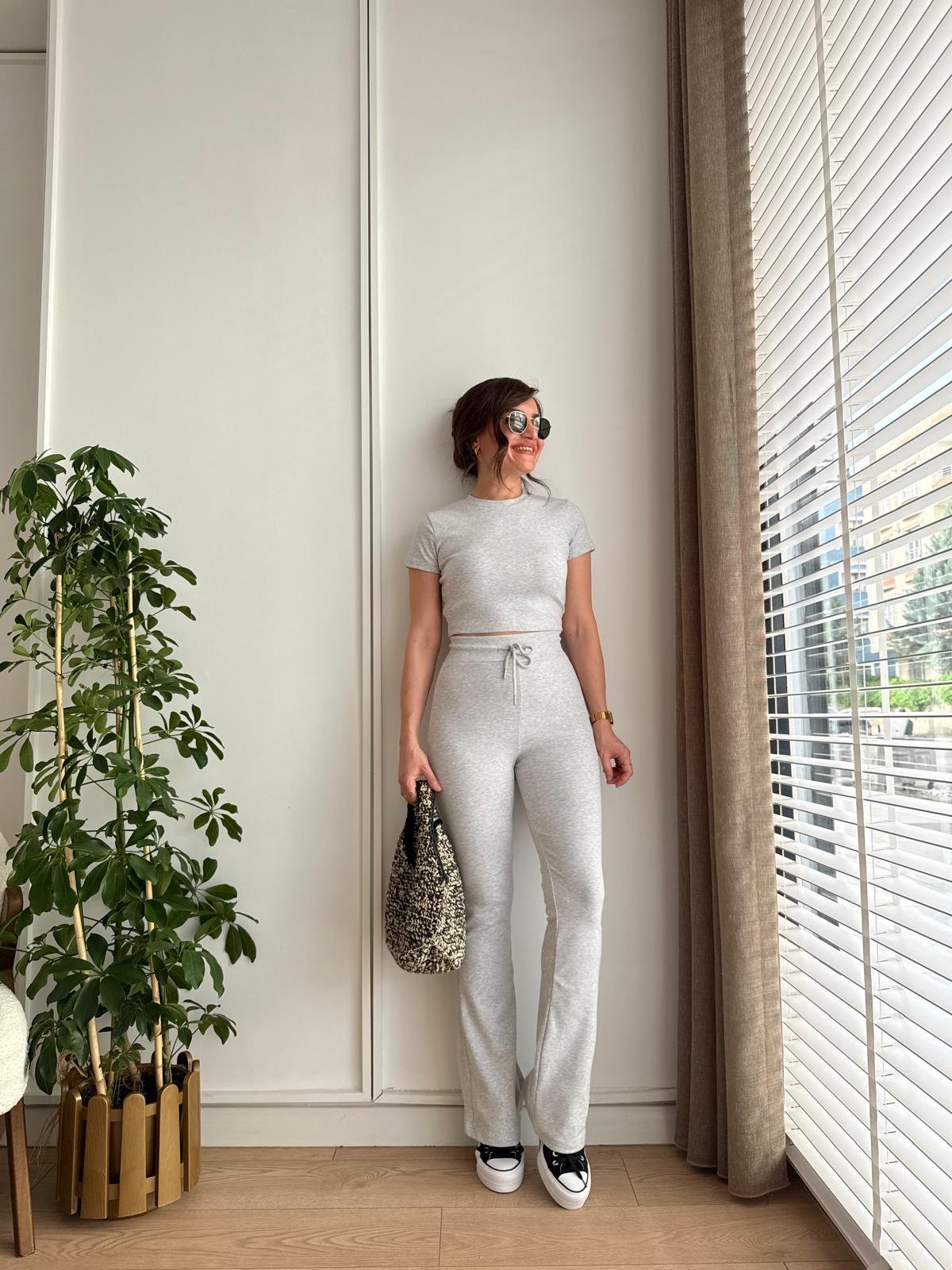 Gri Orjinal Marka Bluz Pantolon Takım 133