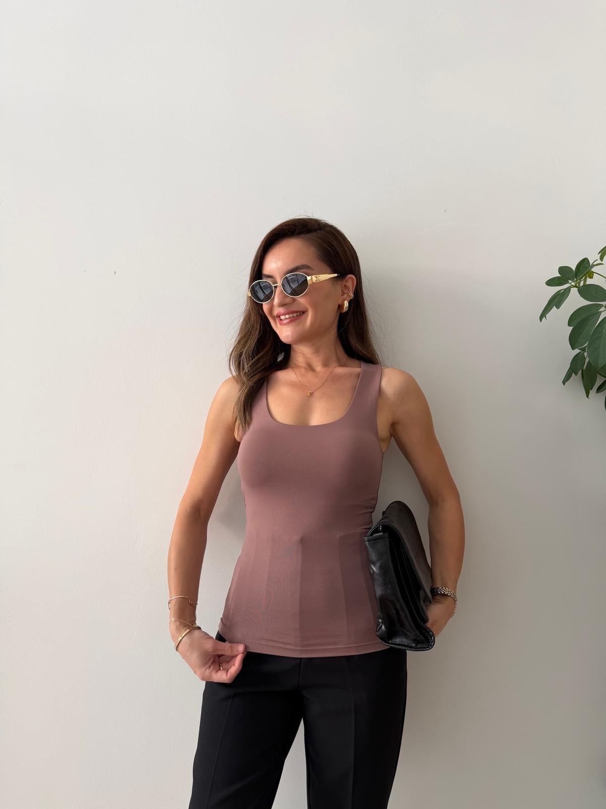Gül kurusu Lüx Kalite U Yaka Atlet 015
