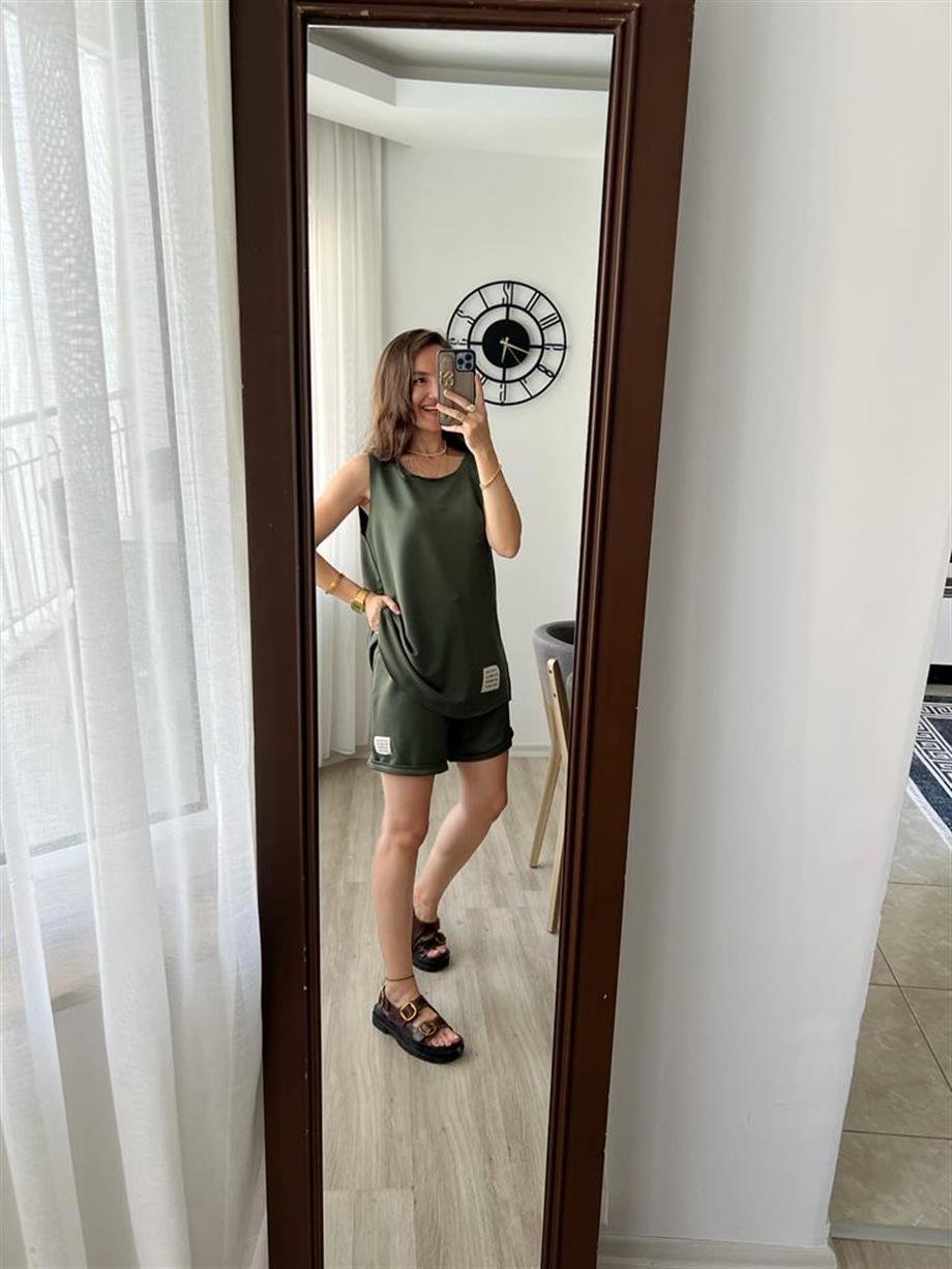 Haki Armalı Kolsuz Bluz Şort Takım 267233