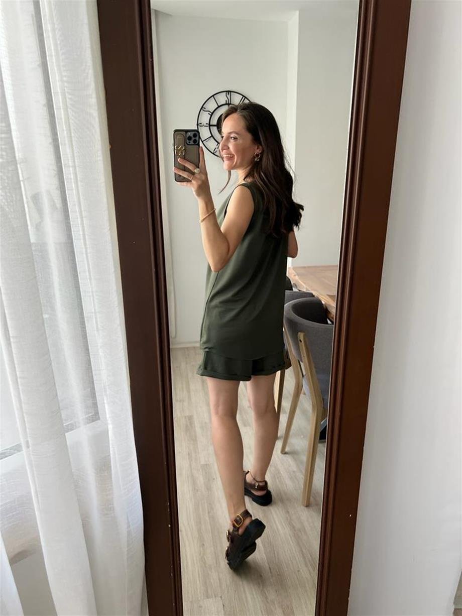 Haki Armalı Kolsuz Bluz Şort Takım 267233
