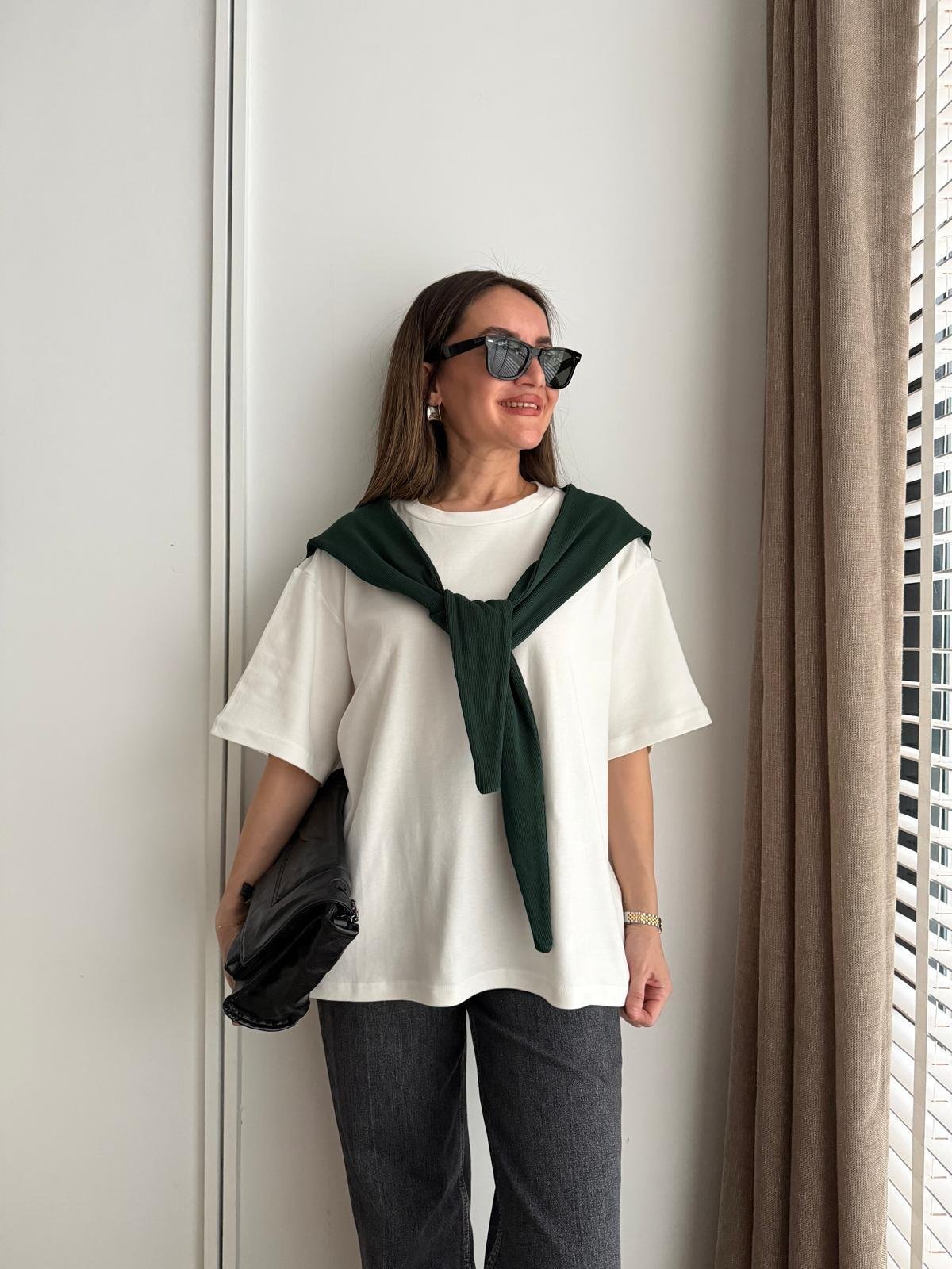 Haki Atkı Detaylı Kısa Kol Tshirt 580688