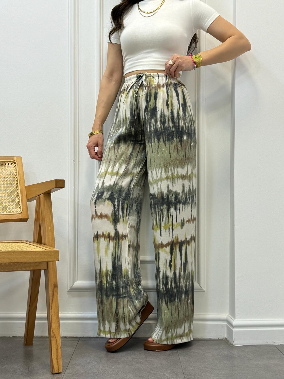 Haki Batik Desenli Pantolon 40191