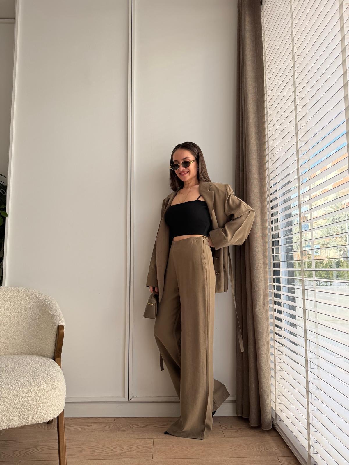 Haki Cep Detaylı Pensli Takım 9280