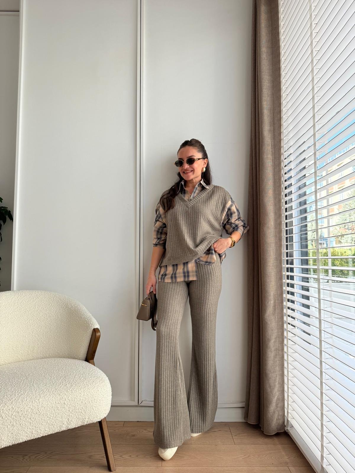 Haki Ekose Detaylı Fitilli Takım 36596