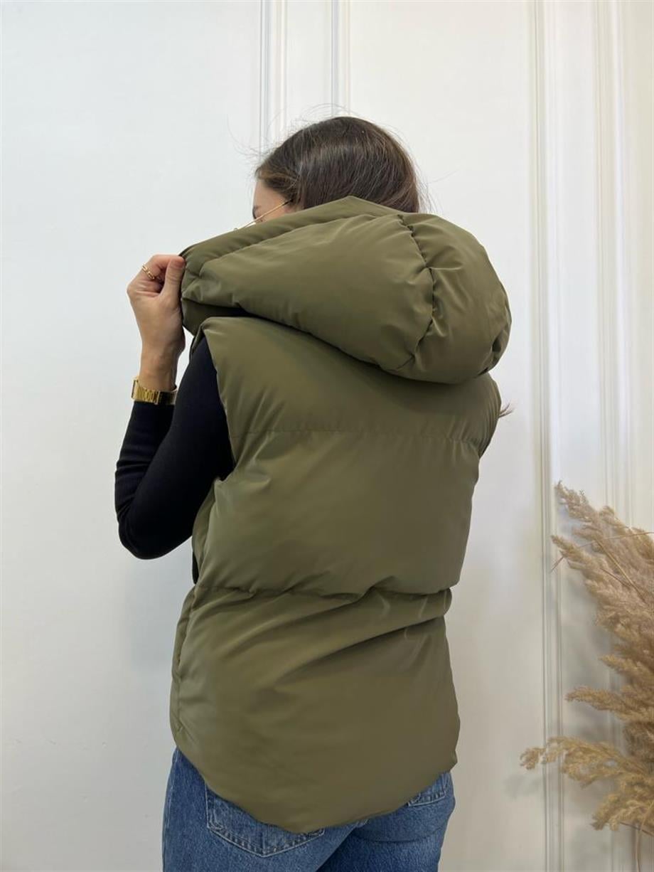 Haki Kapüşonlu İnfinity Şişme Yelek 11103