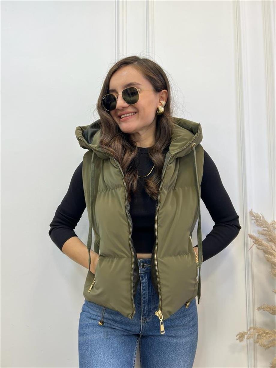 Haki Kapüşonlu İnfinity Şişme Yelek 11103