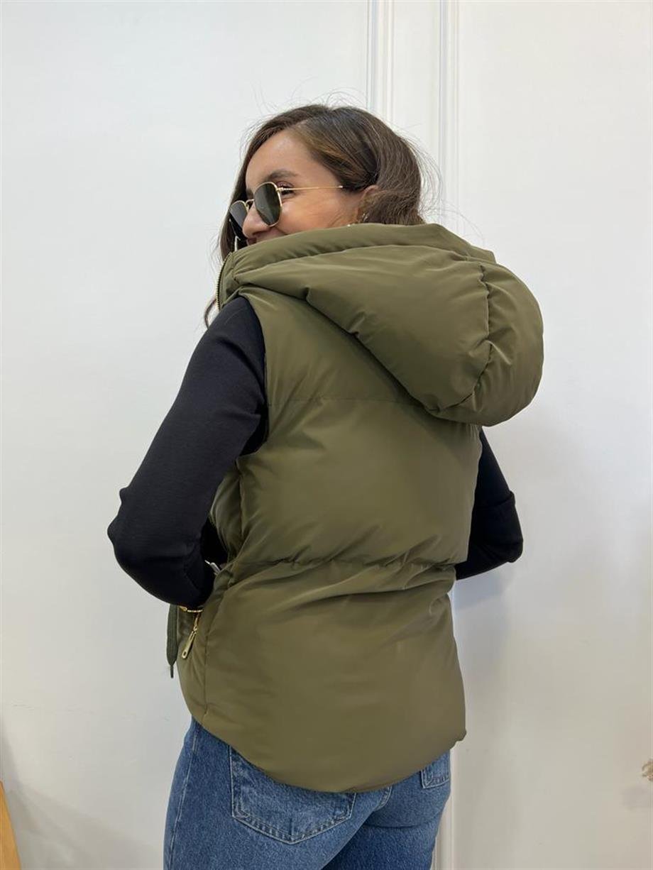 Haki Kapüşonlu İnfinity Şişme Yelek 11103