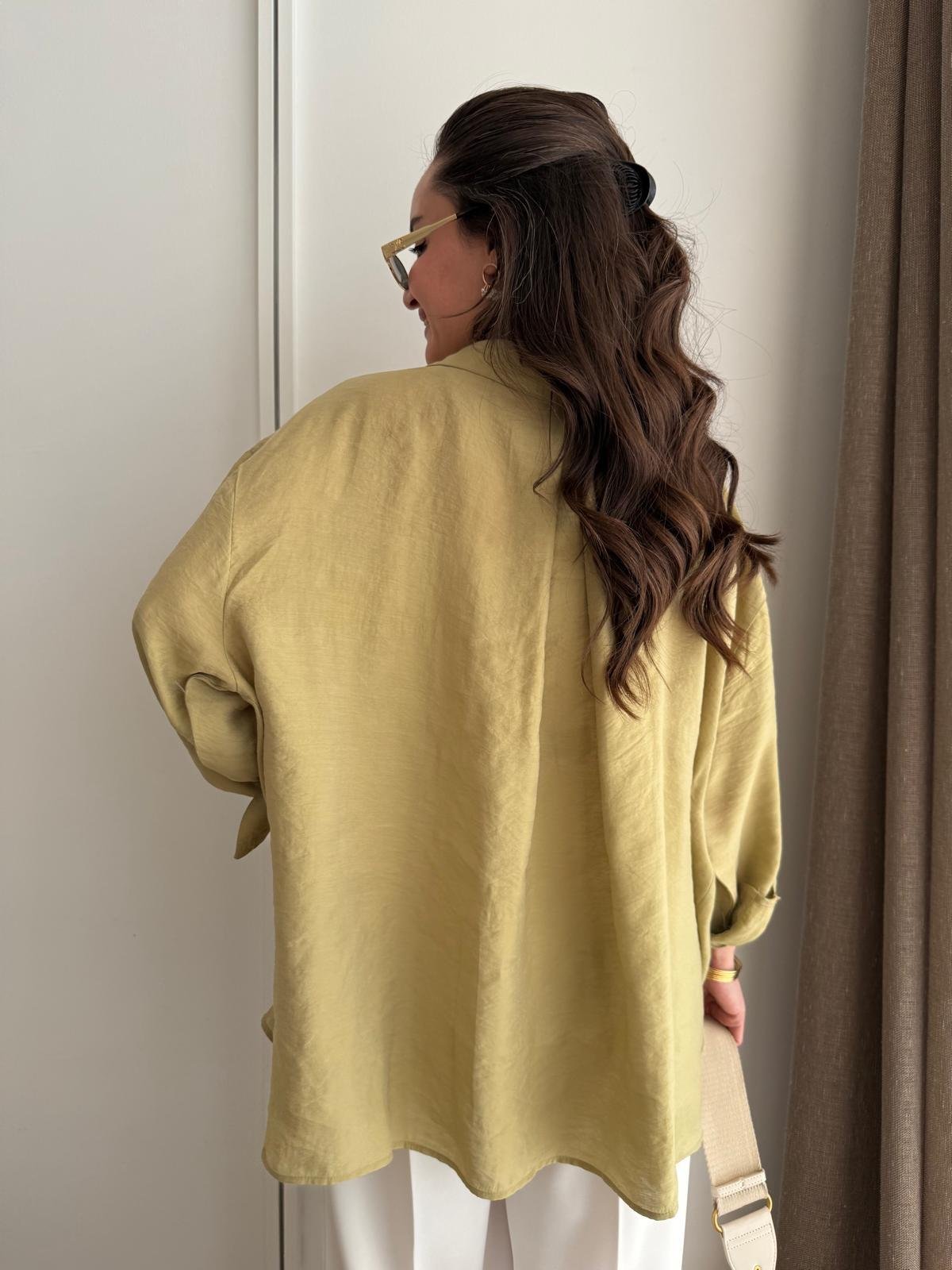 Haki Lüx Kalite Oversize Gömlek 4612