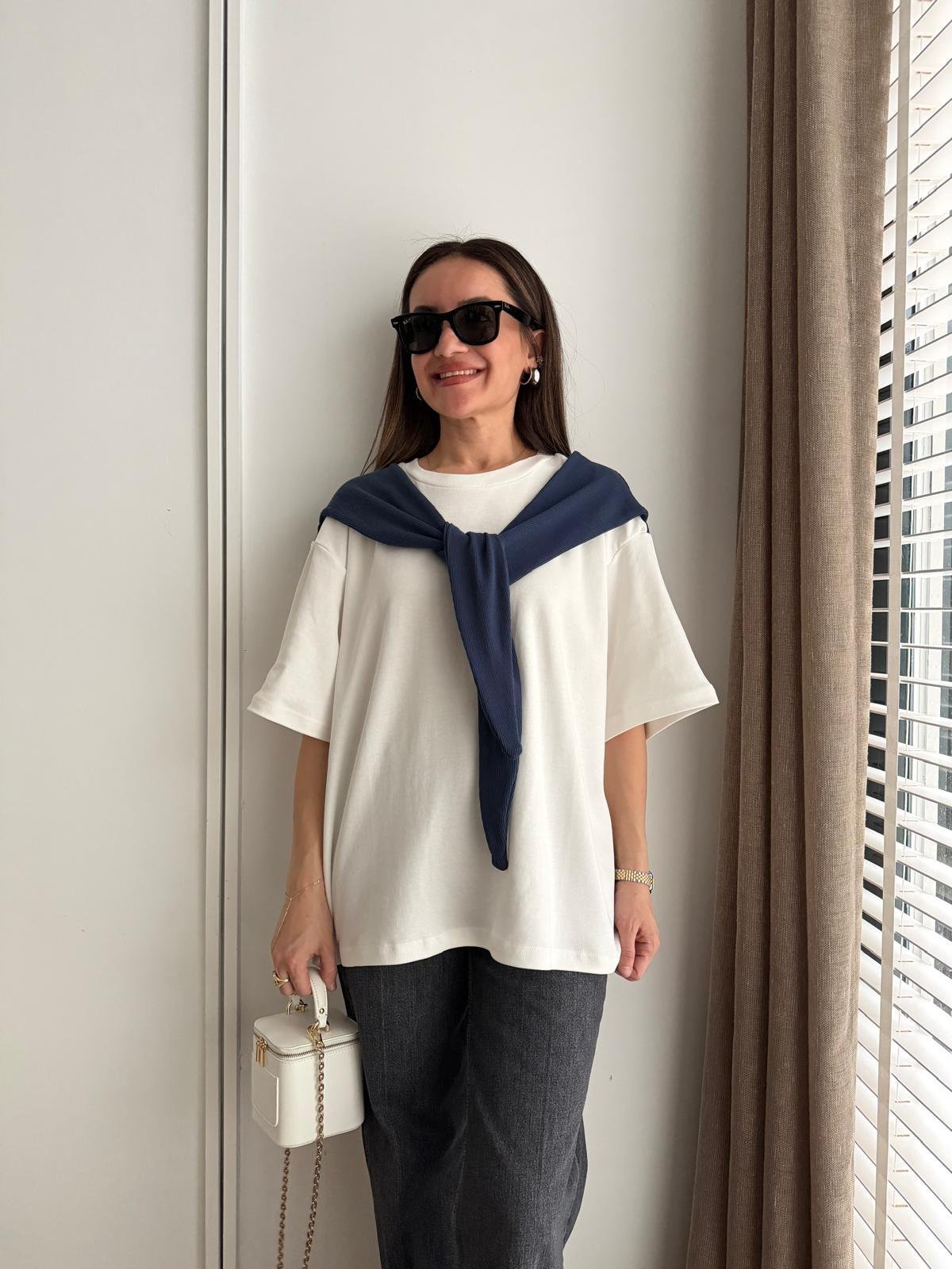 İndigo Atkı Detaylı Kısa Kol Tshirt 580688