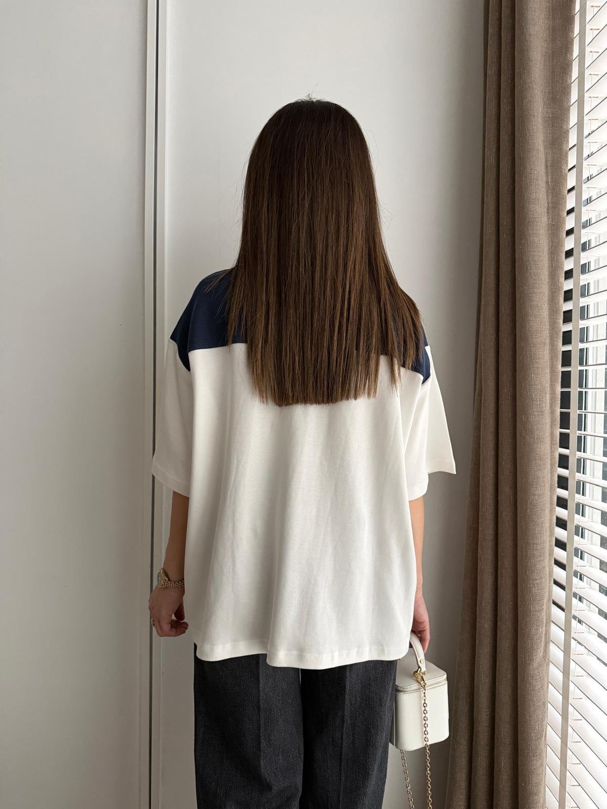İndigo Atkı Detaylı Kısa Kol Tshirt 580688