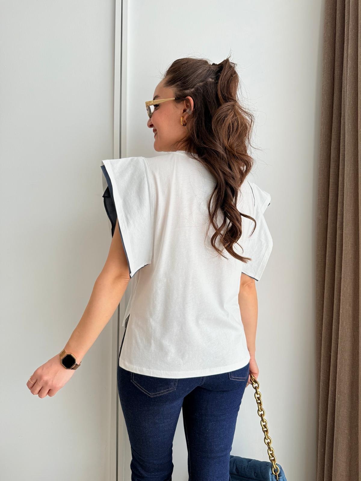 İndigo Bisiklet Yaka Pul Cepli Kol Detaylı Tshirt 29664