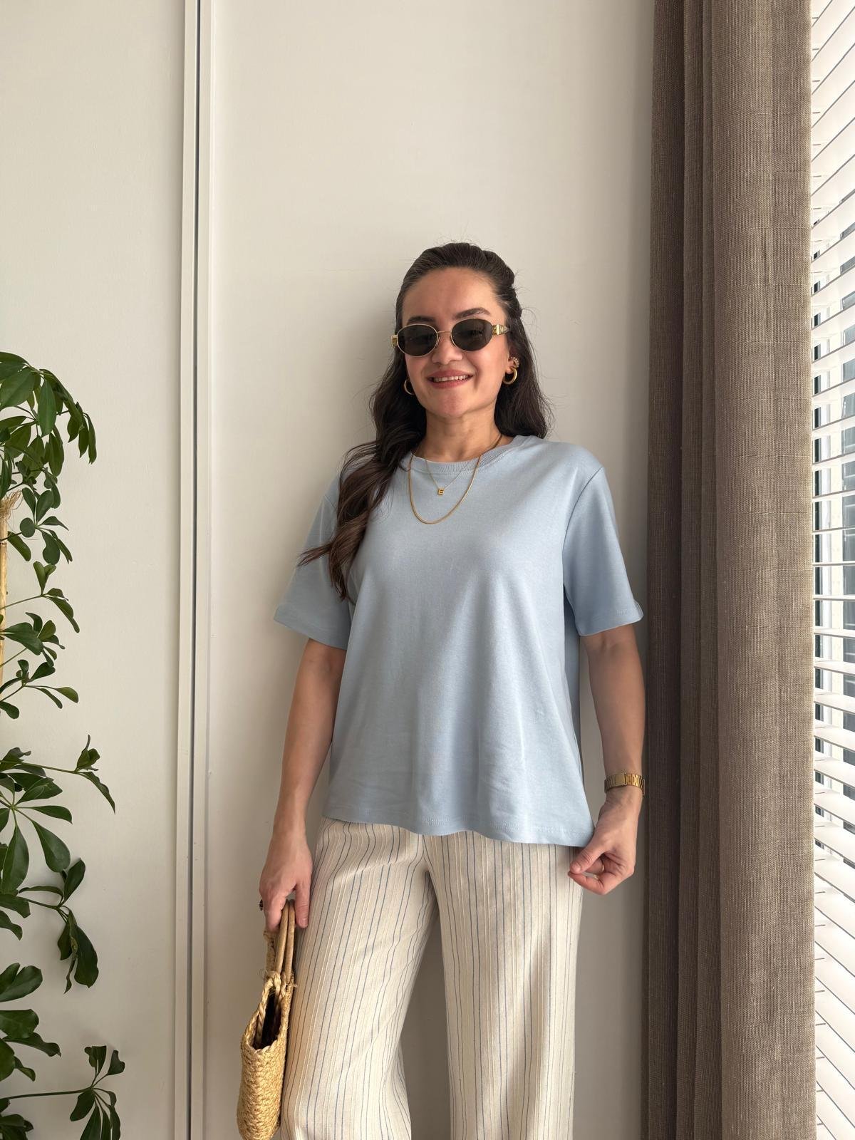 İndigo Bisiklet Yaka Yarım Kol Tshirt 16616