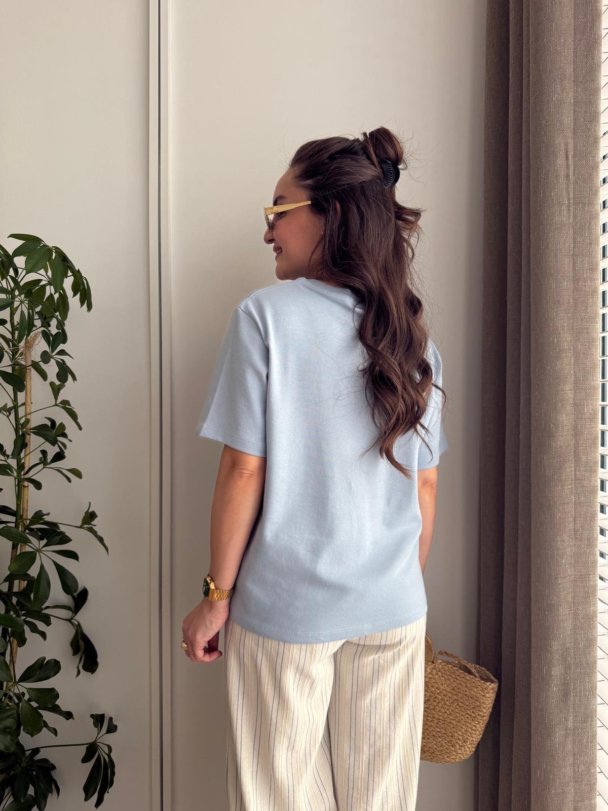 İndigo Bisiklet Yaka Yarım Kol Tshirt 16616