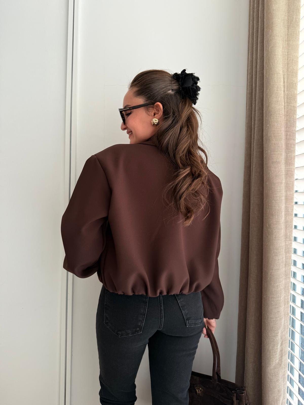 Kahve rengi Cepli Astarlı Bomber Ceket 251008