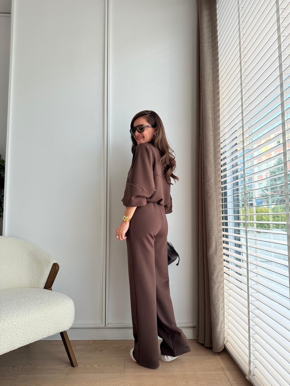 Kahve rengi Çımalı Pantolon Ceket Takım 1099