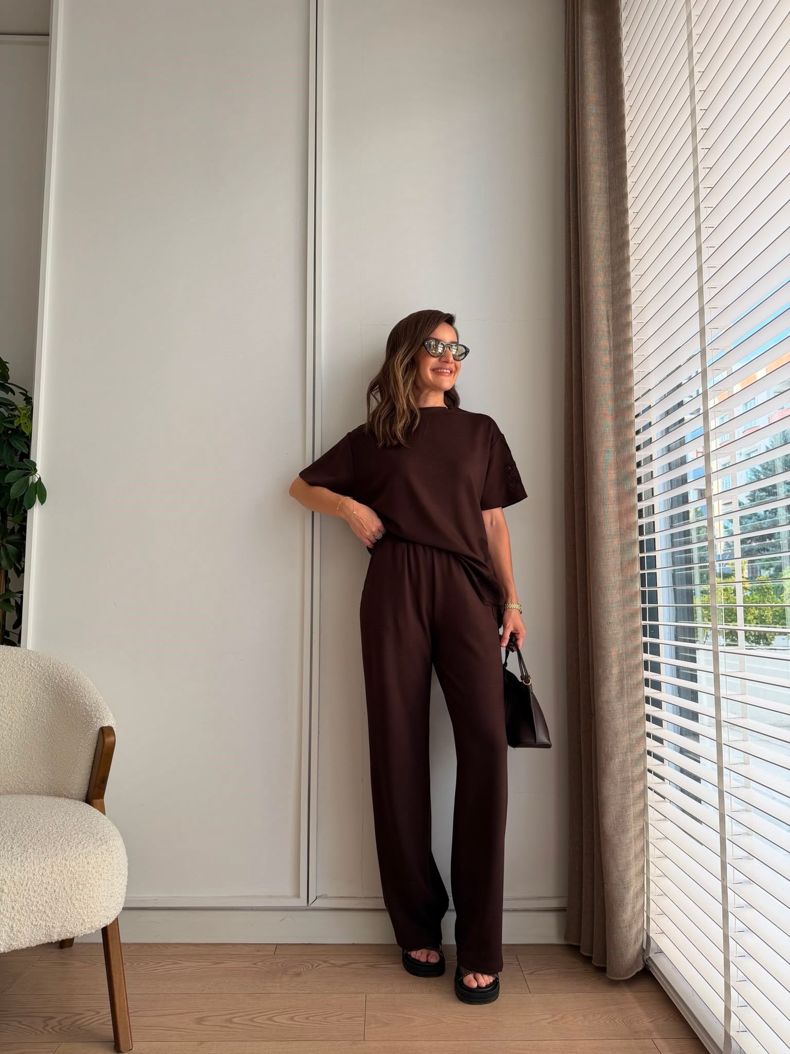 Kahve rengi Marka Model Tasarım Takım 2444