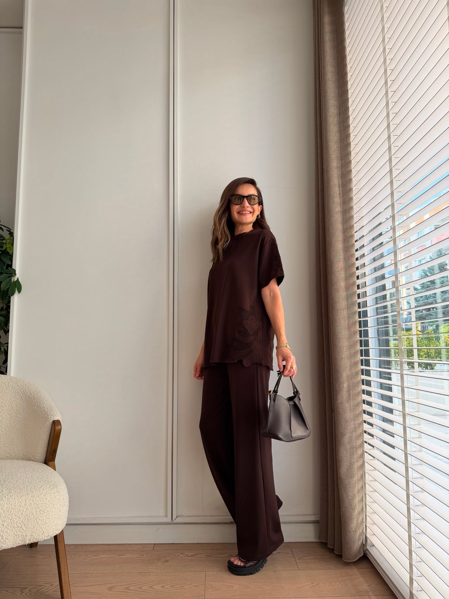 Kahve rengi Marka Model Tasarım Takım 2444