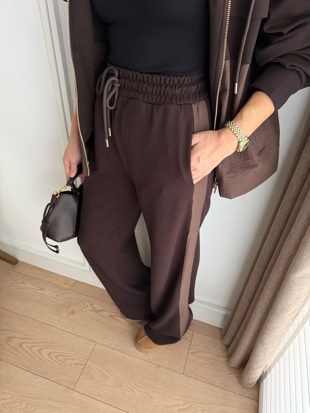 Kahve rengi Premium Seri Kapüşonlu Cep Detaylı Takım 36958