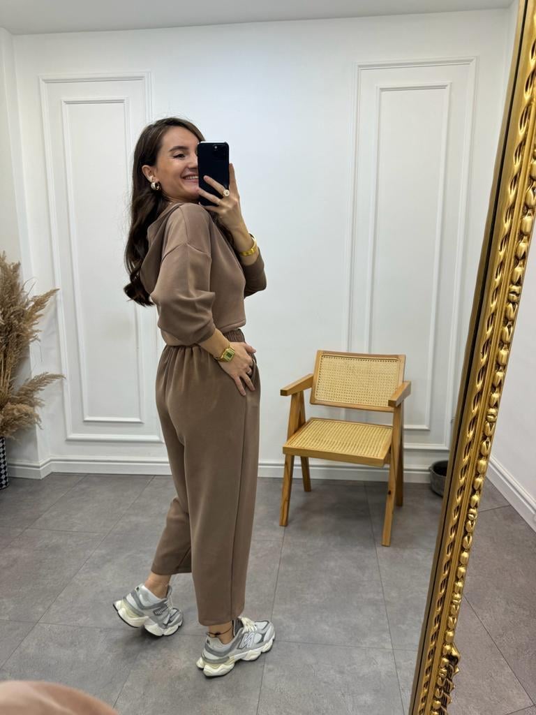 Kahverengi Özel Seri İthal Modal Kumaş Pantolon Sweat Takım 50916