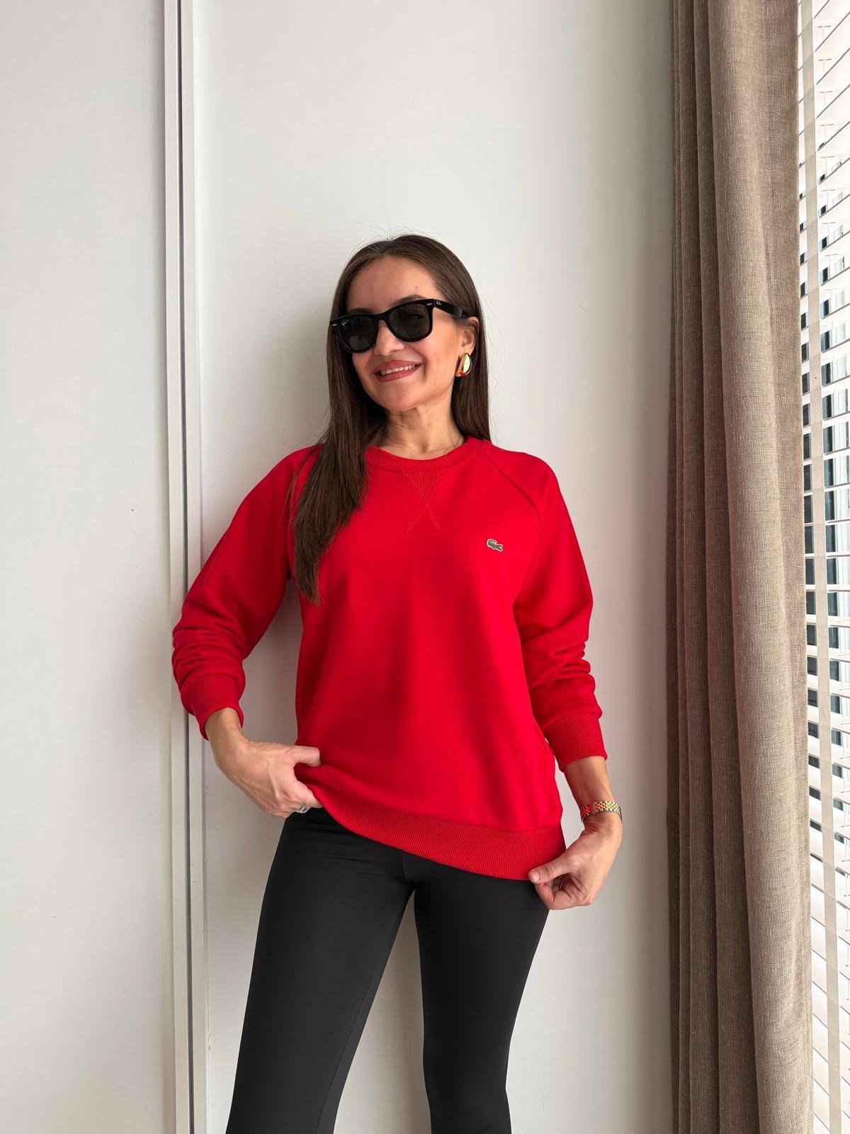 Kırmızı Orjinal Marka İki İplik Sweatshirt 1895