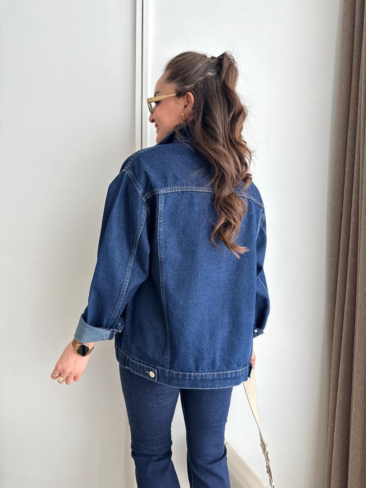 Koyu mavi Cepli Denim Ceket 5725