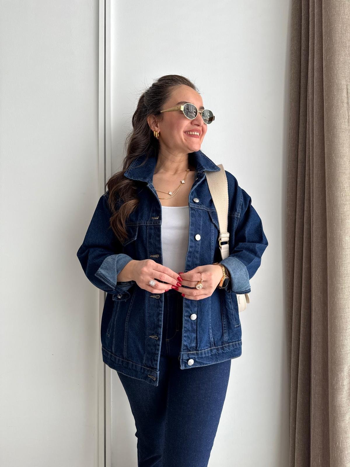 Koyu mavi Cepli Denim Ceket 5725