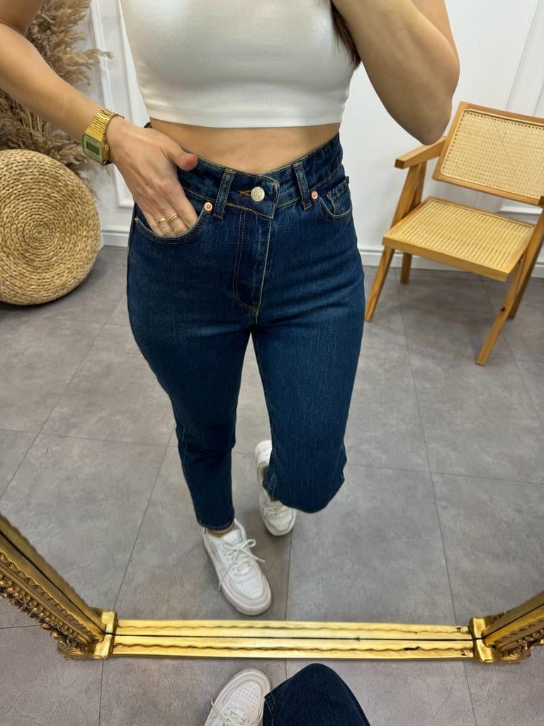 Koyu Mavi Ultra Yüksek Bel Mom Fit Jean 5021
