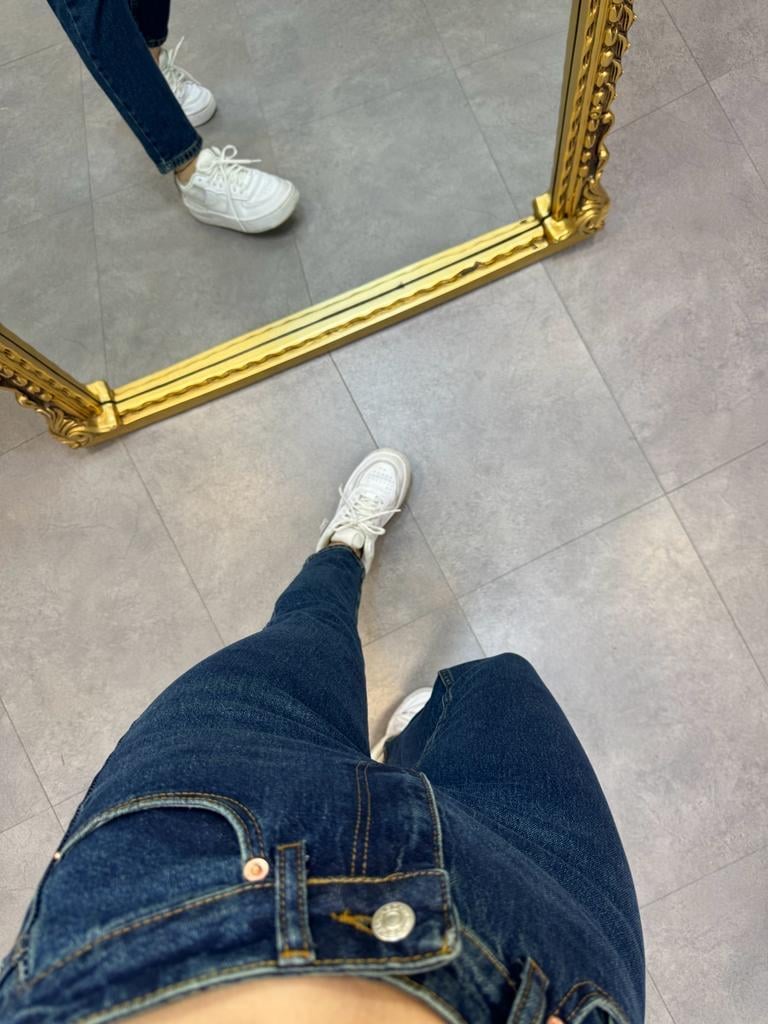 Koyu Mavi Ultra Yüksek Bel Mom Fit Jean 5021