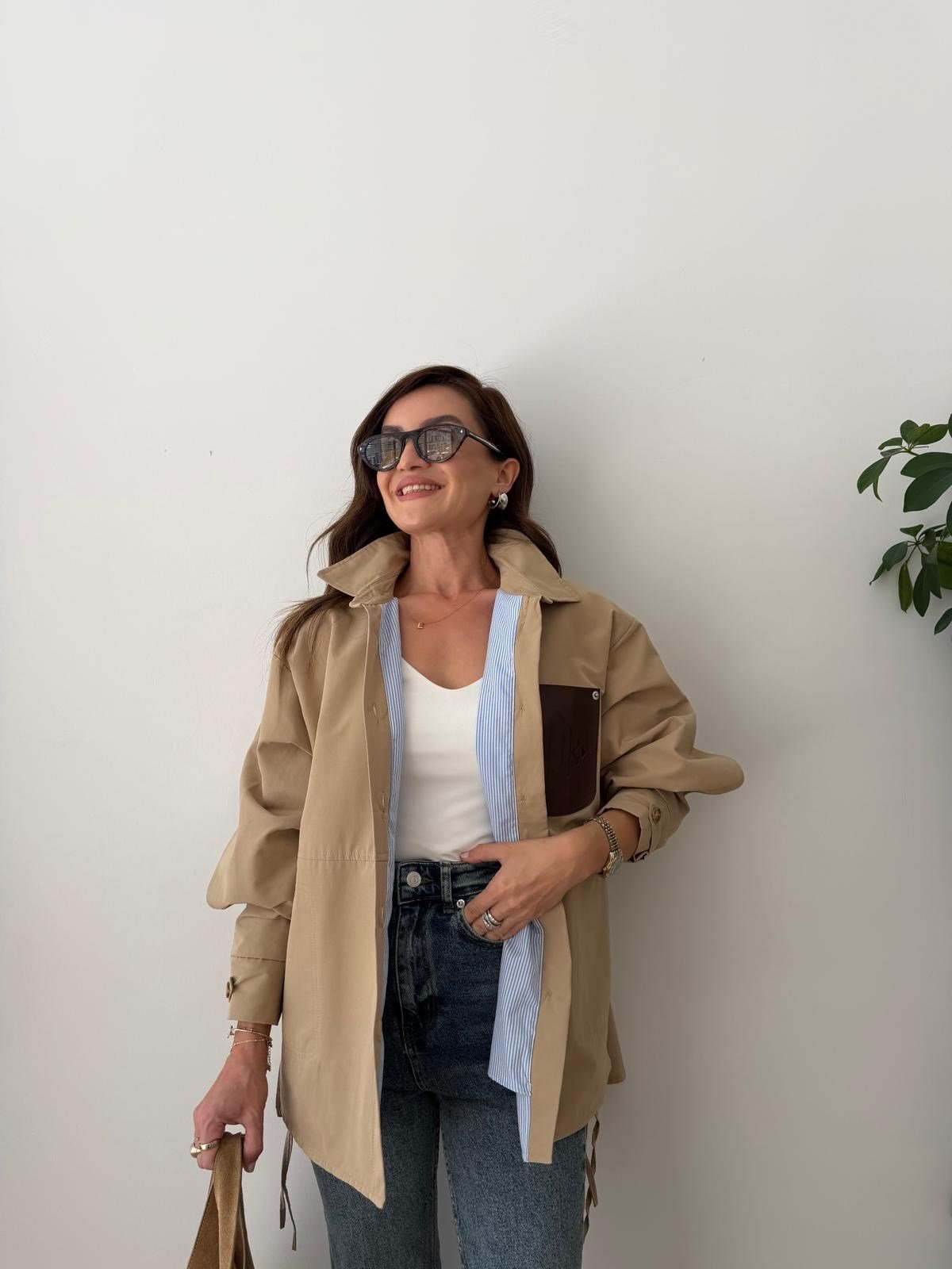 Krem Marka Model Kapuşonlu Ceket L1012