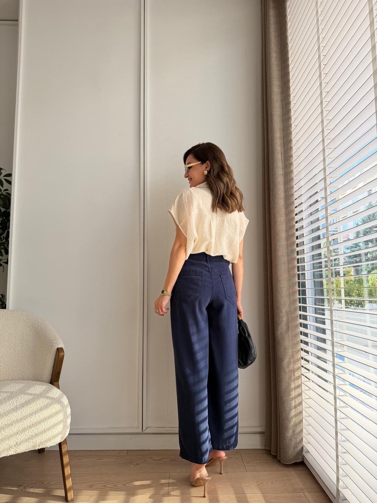 Lacivert Bilek Boy Bol Paça Tensel Jean 1026