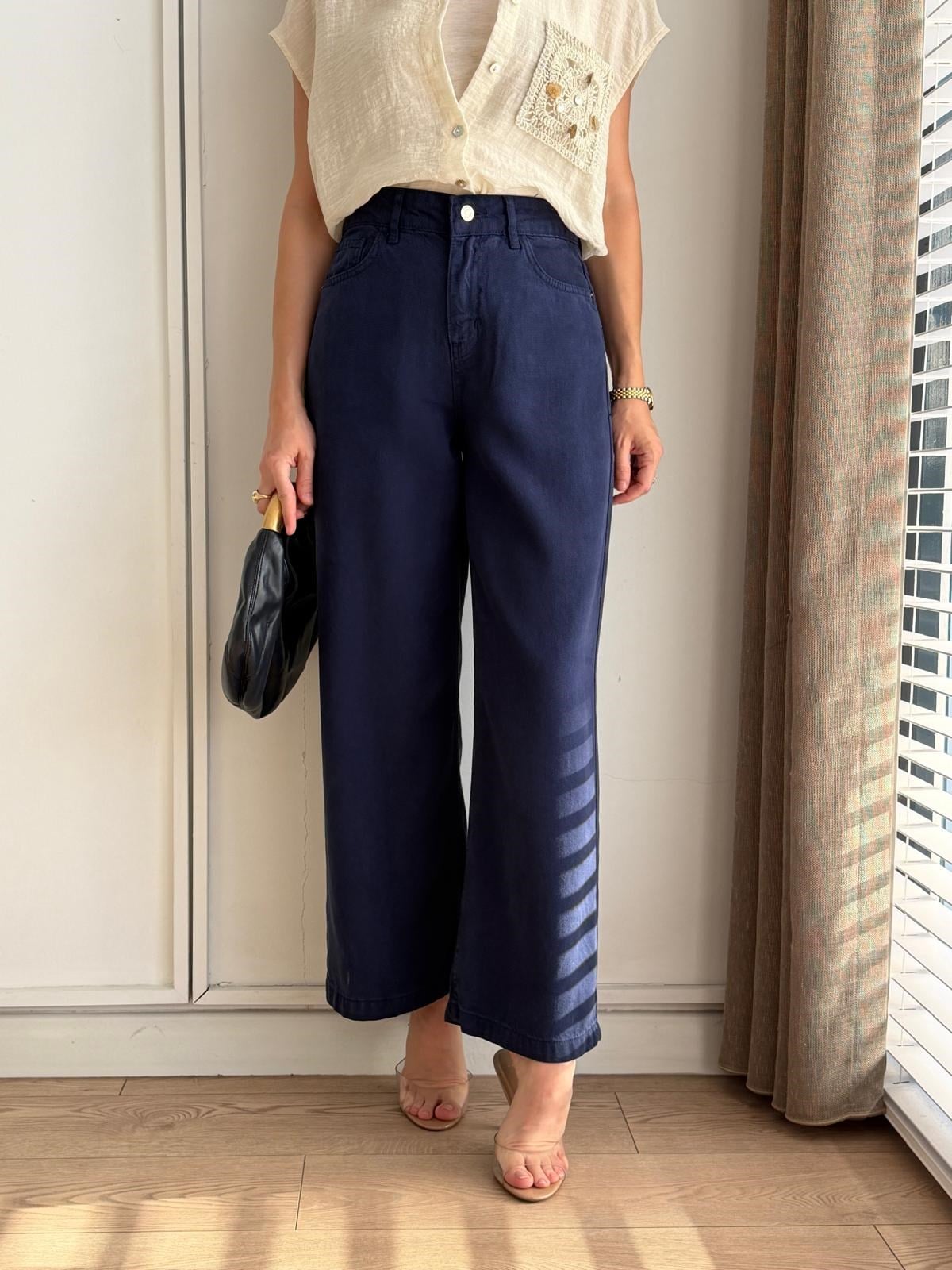 Lacivert Bilek Boy Bol Paça Tensel Jean 1026
