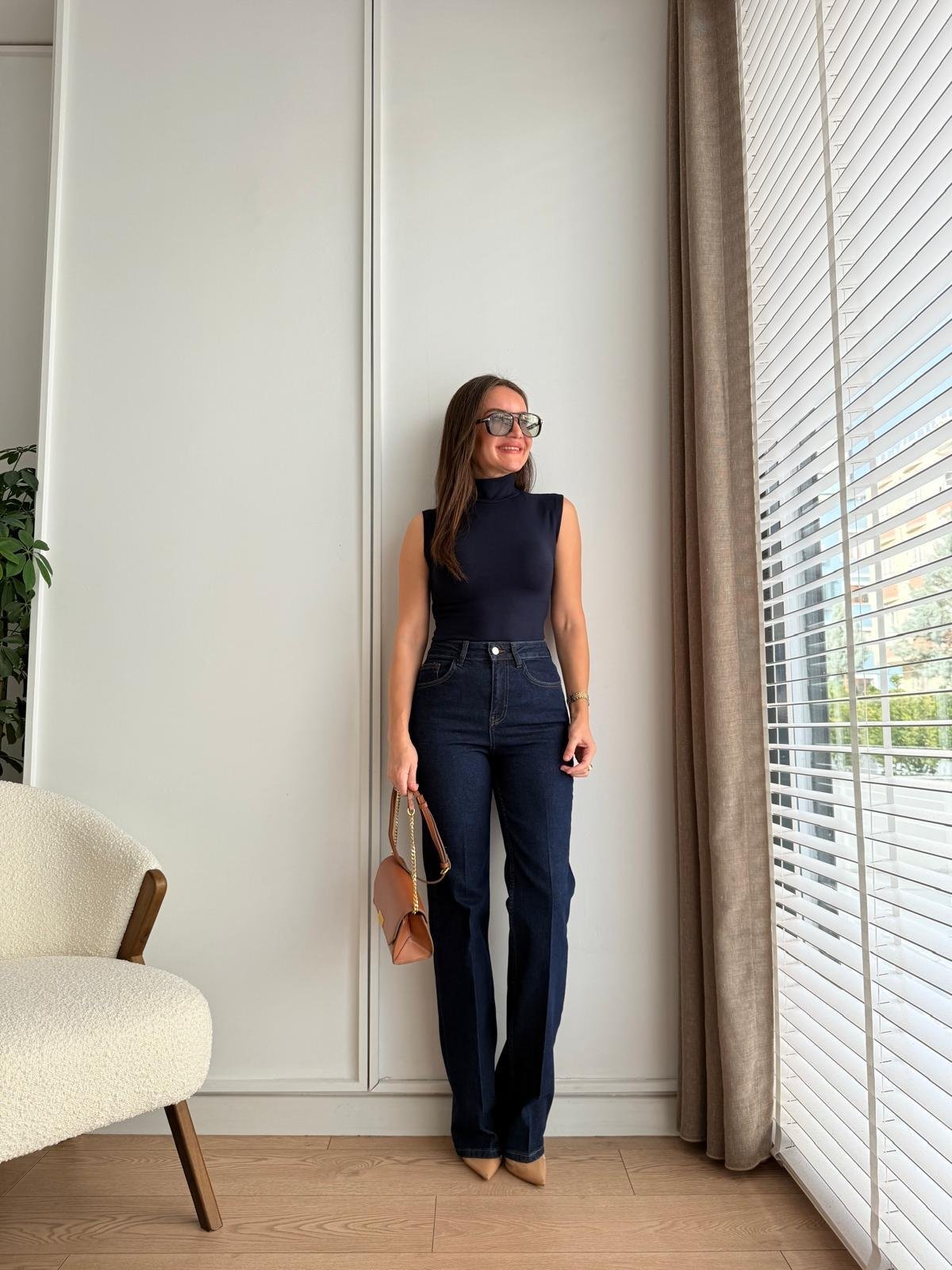 Lacivert Boru Paça Ütü İzli Jean 25597