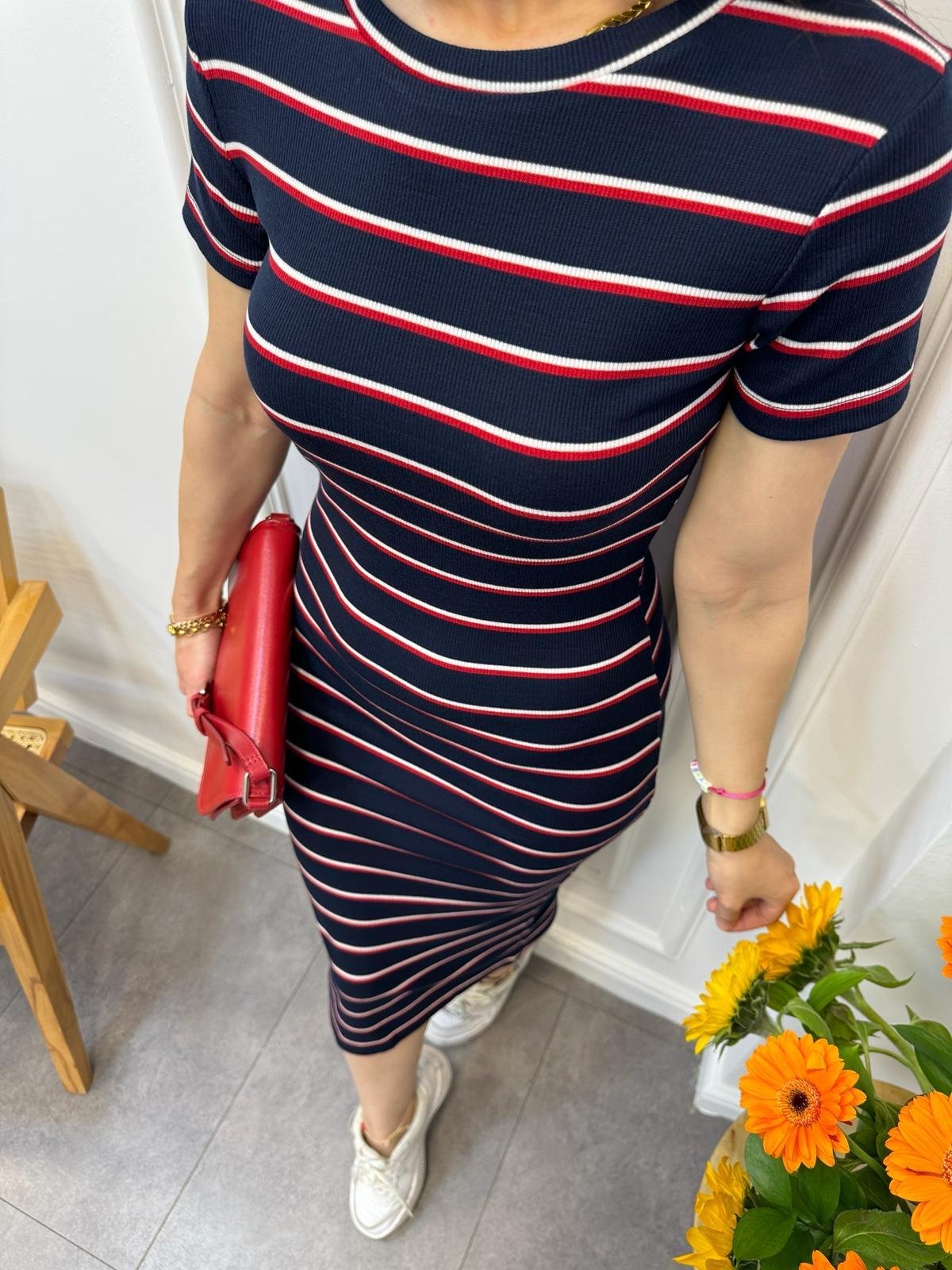 Lacivert Çizgili Orijinal Marka Kaşkorse Elbise 156