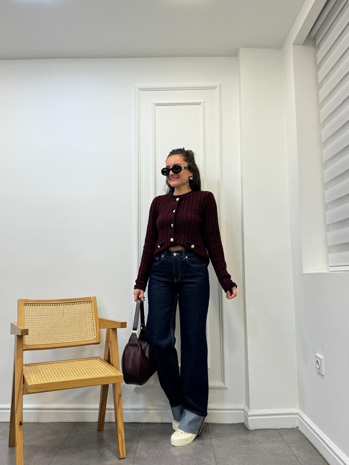 Lacivert Double Paça Detaylı Geniş Jean 71752