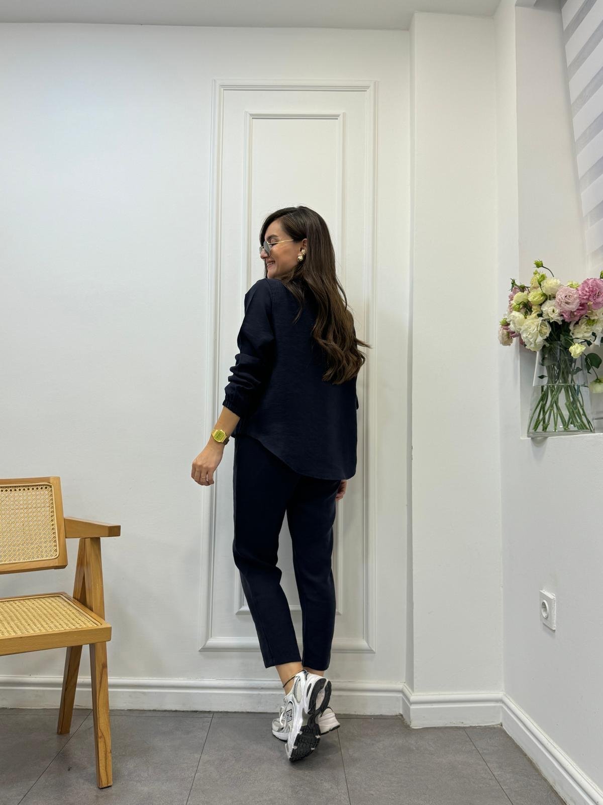 Lacivert Gold Fermuarlı Ceket Pantolon Takım 0331