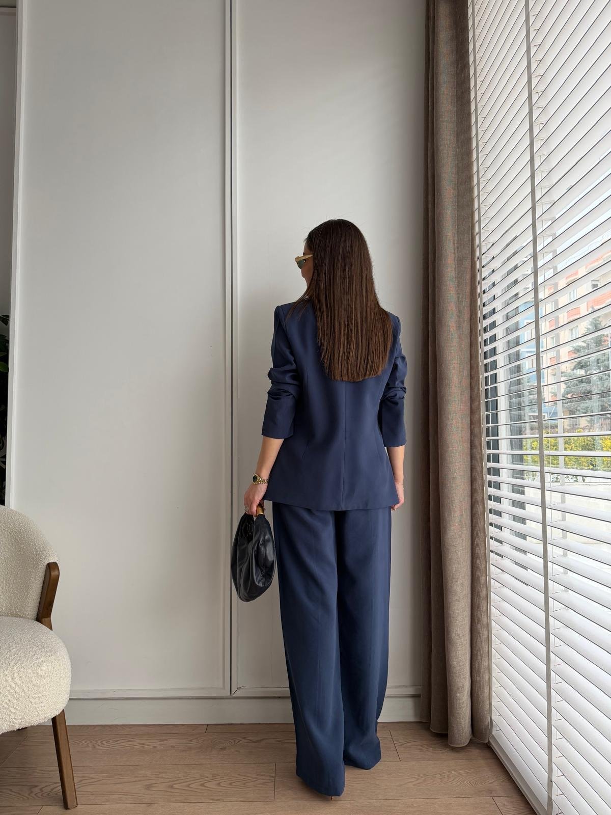 Lacivert Gold Tek Düğmeli Ceket Pantolon Takım 9031