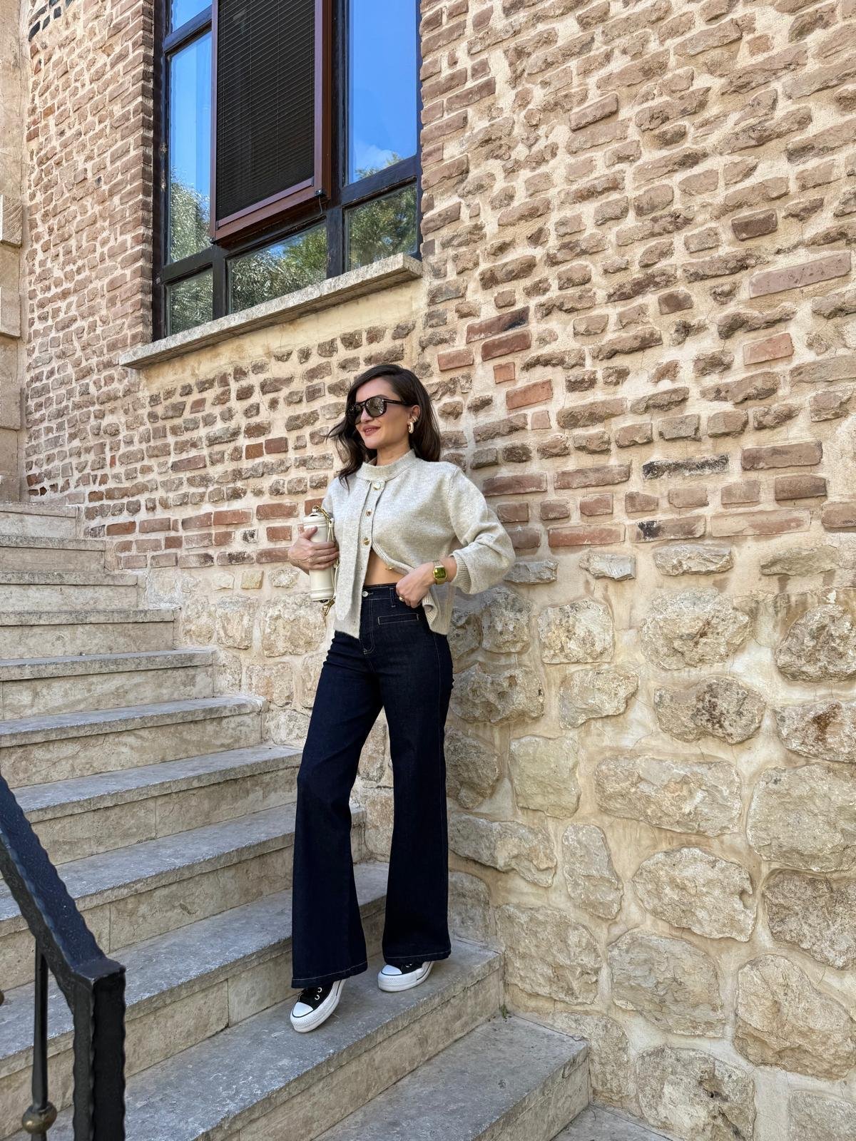 Lacivert Ön Cep Detaylı Geniş Paça Jean 3970