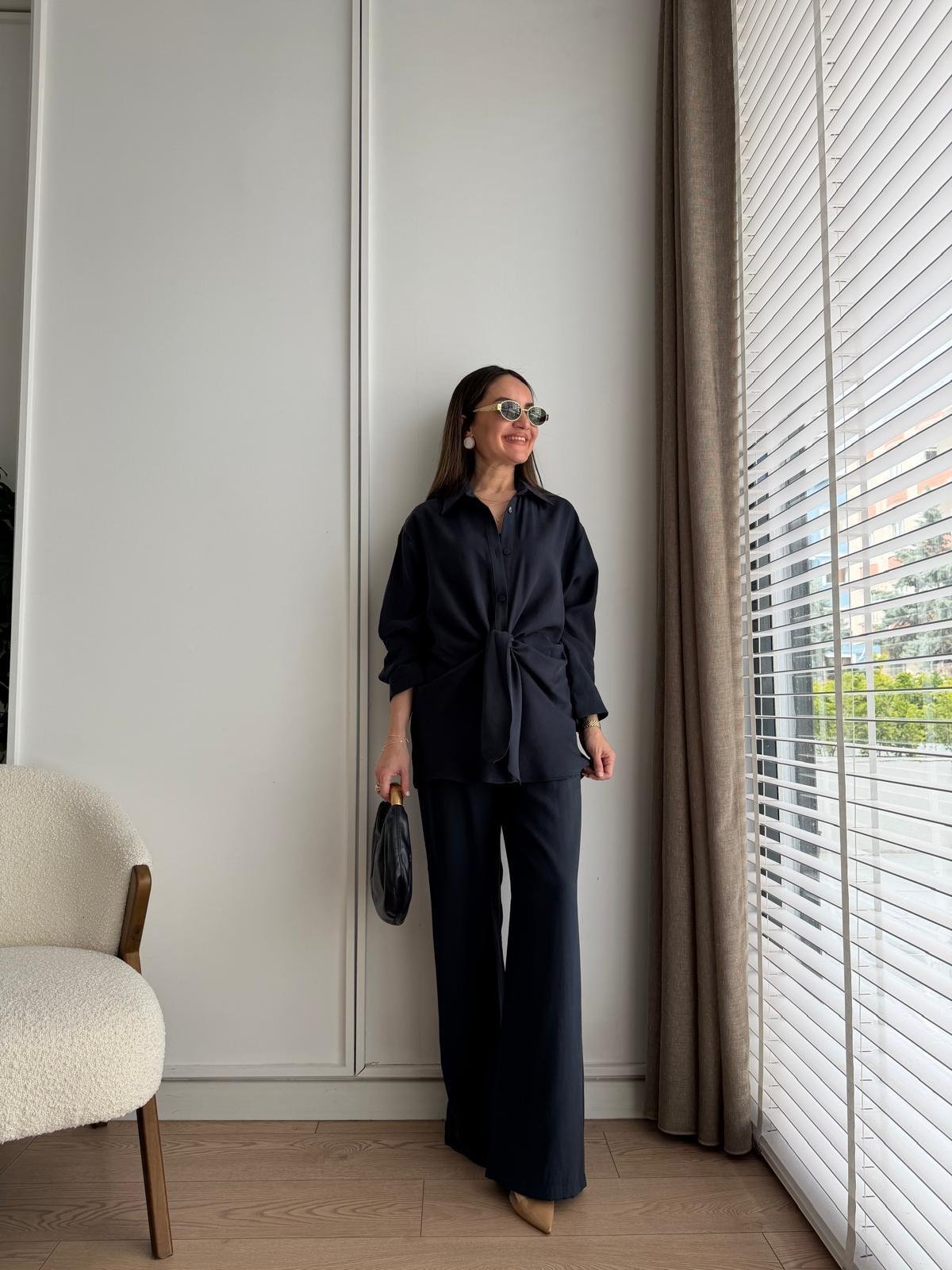 Lacivert Önden Bağlamalı Takım 9039