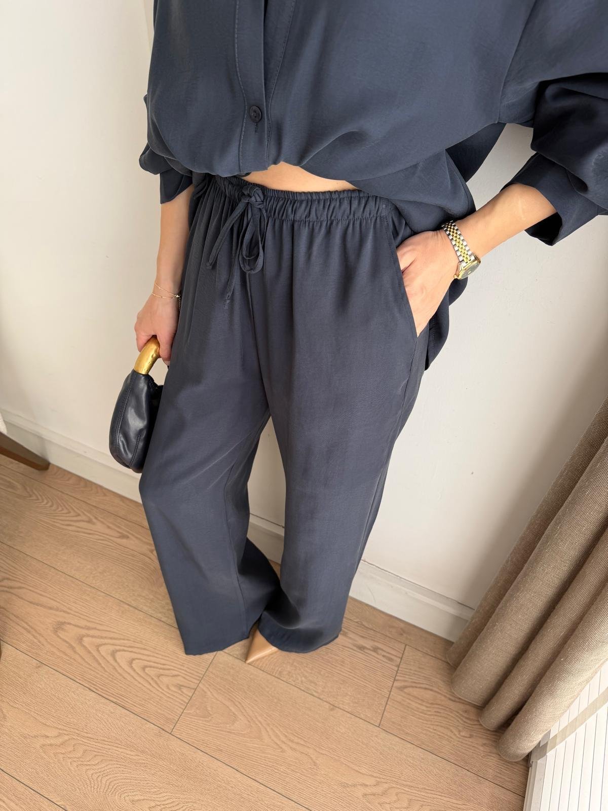 Lacivert Önden Bağlamalı Takım 9039